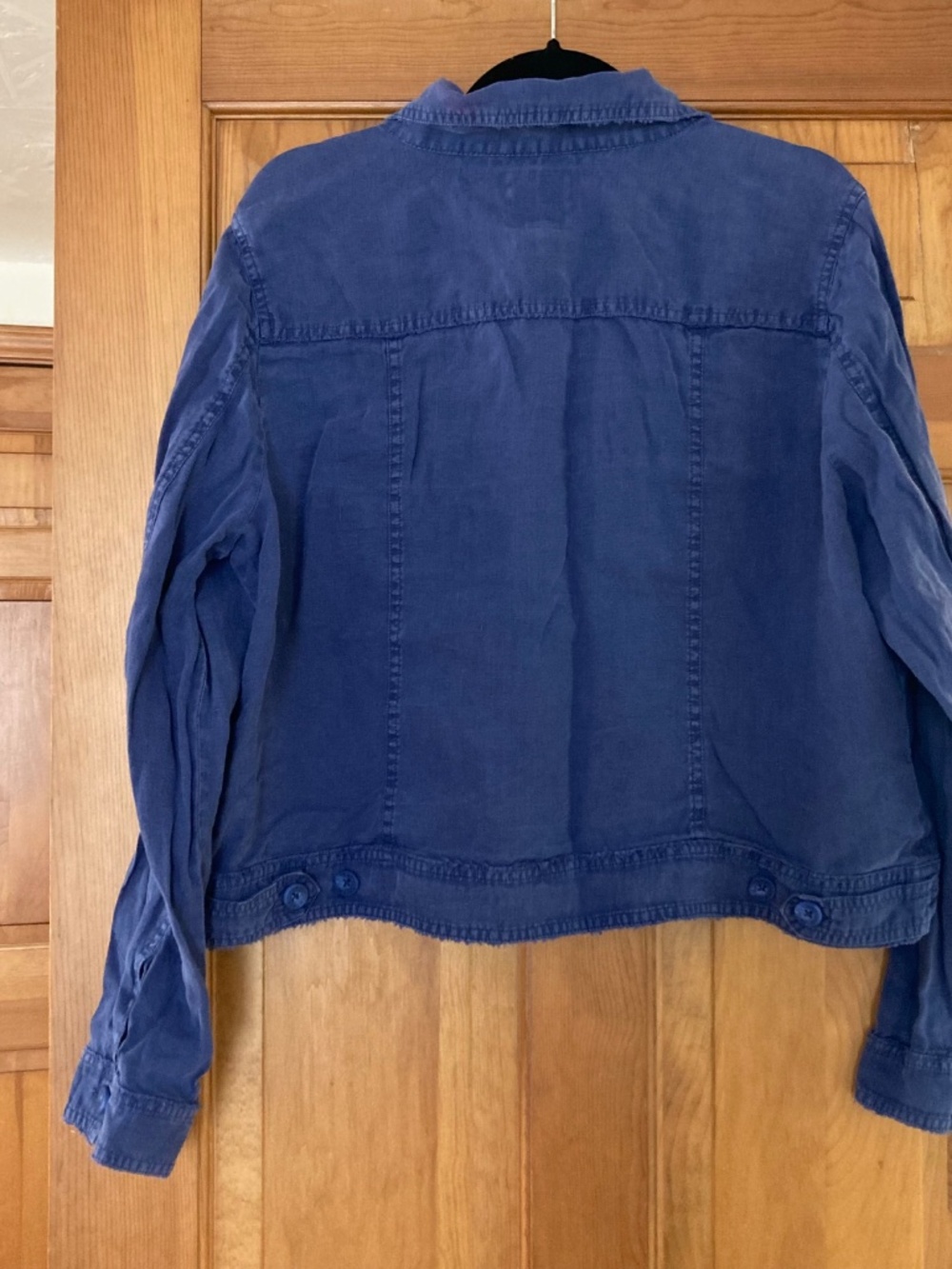 Two Palms Linen Raw-Edge Jacket, Navy, XL - Picture 4 of 5